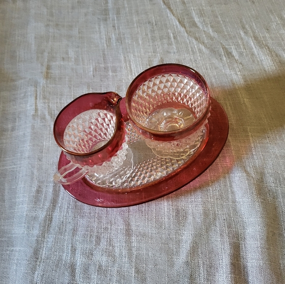 🎄Vintage Rare RedIndiana glass dish and with cream and sugar bowl like new - Picture 8 of 14